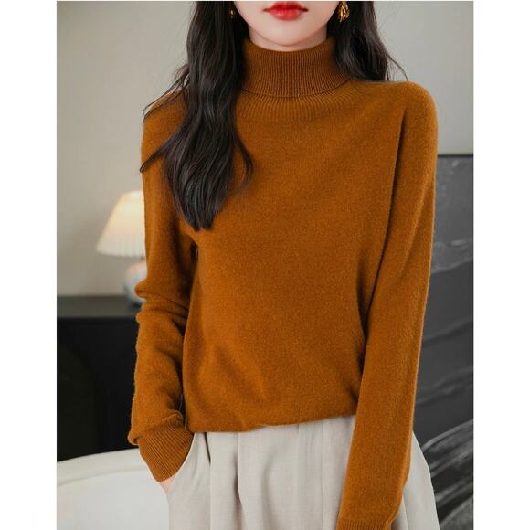 Chanyarn Superfine Merino wool ladies sweater brown Academia preppy Quiet Luxury - Picture 1 of 8